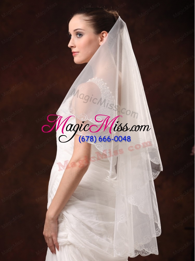 wholesale two-tier tulle with embroidery for graceful wedding
