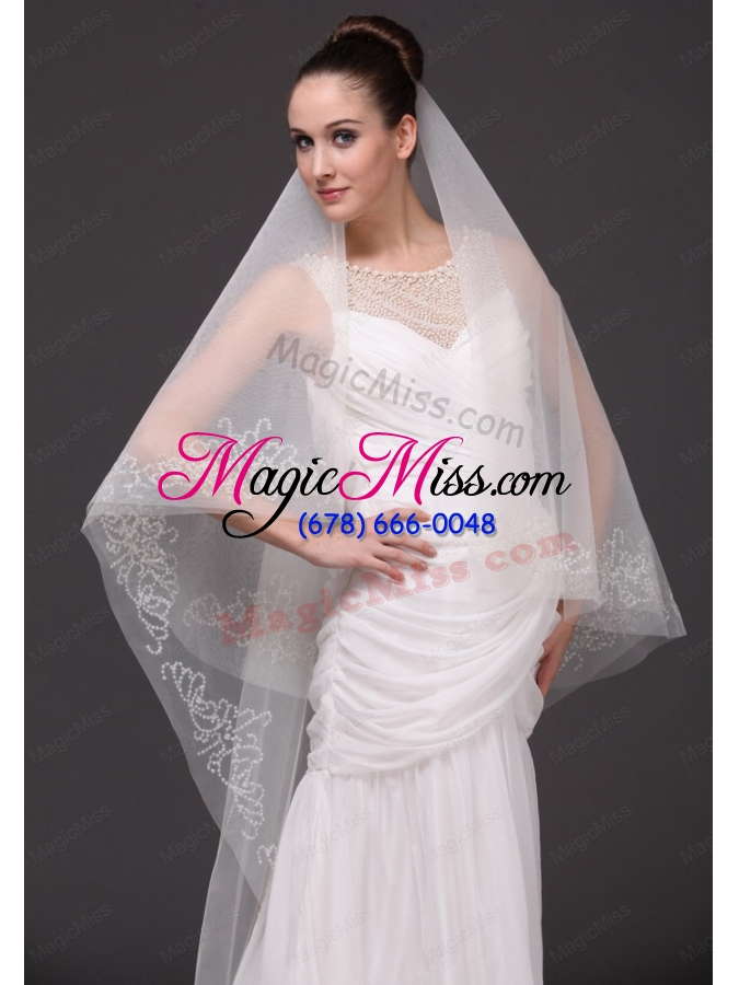 wholesale beading classic tulle bridal veil for wedding