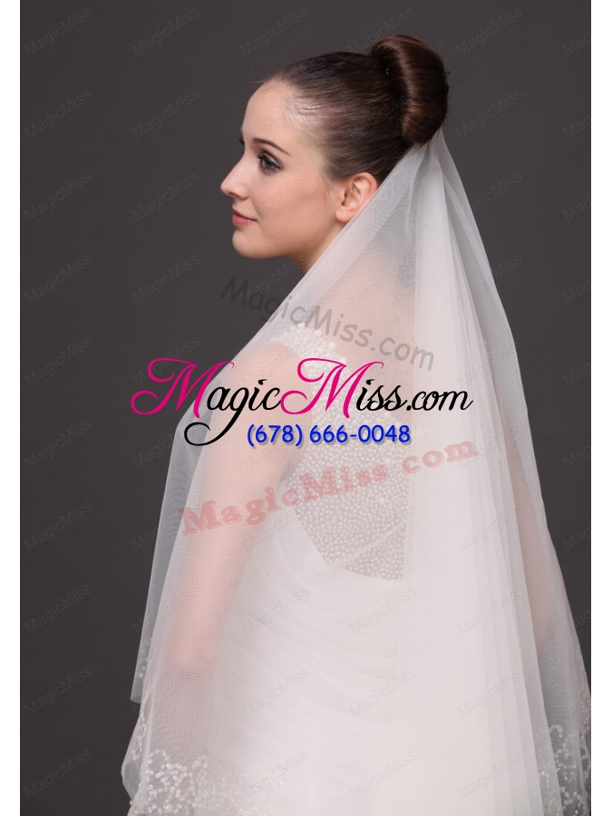 wholesale beading classic tulle bridal veil for wedding