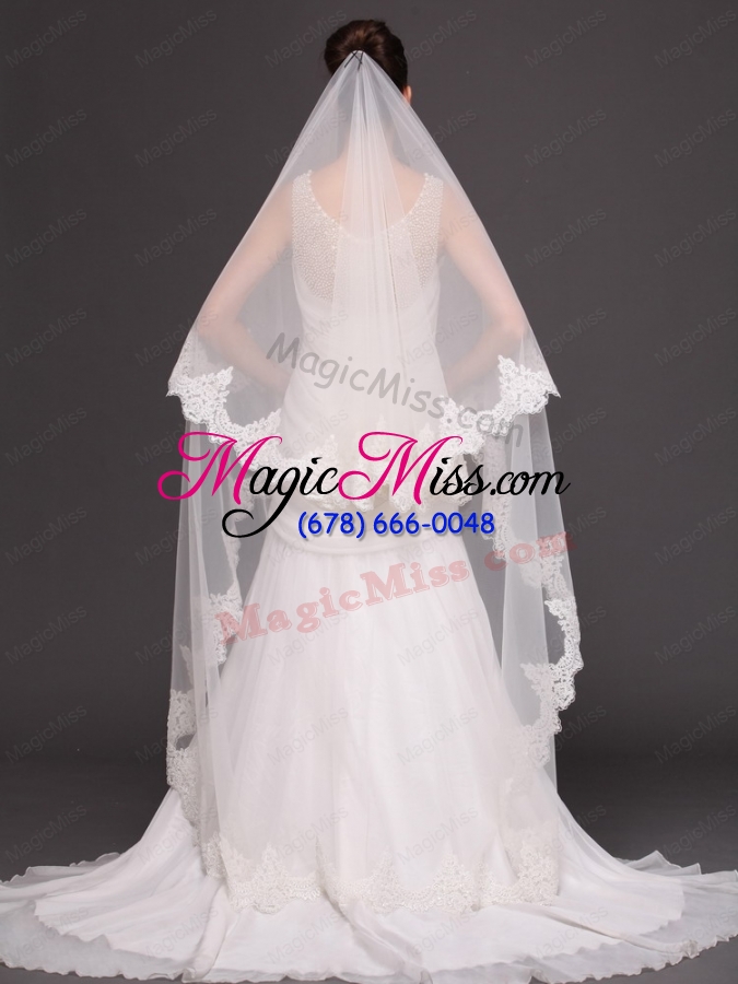 wholesale lace over bridal veil two-tier for wedding