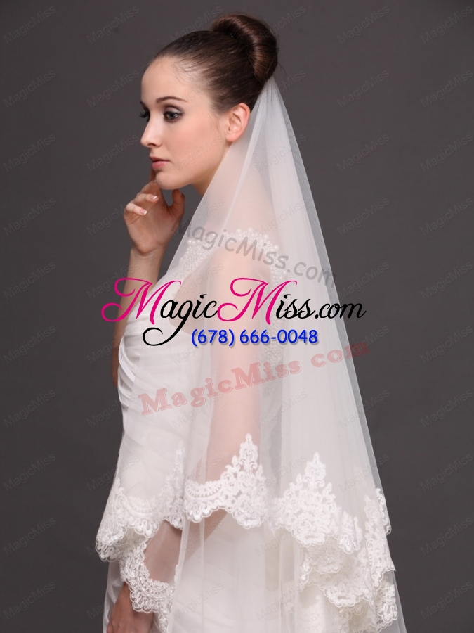 wholesale lace over bridal veil two-tier for wedding