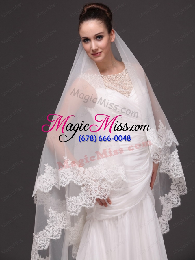wholesale two-tier tulle with lace for wedding