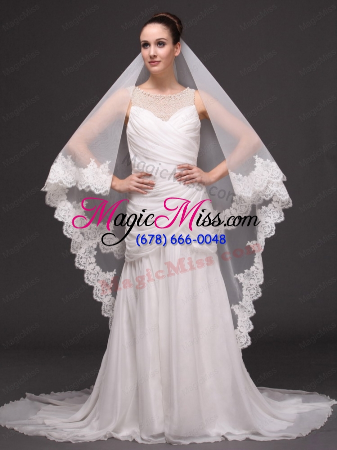 wholesale two-tier tulle with lace for wedding