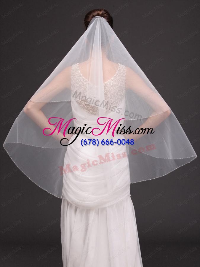 wholesale tulle two-tier with beading for wedding