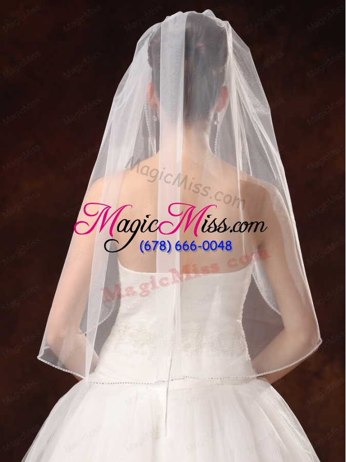 wholesale graceful one-tier beautiful organza with pearl bridal veils