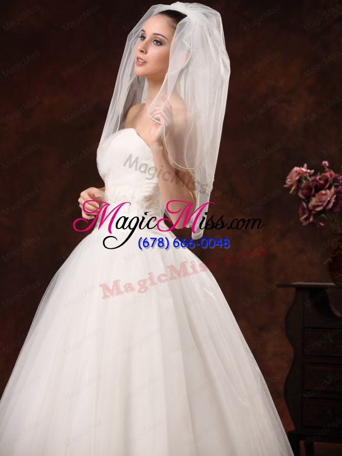wholesale 2 layers graceful tulle ribbon edge wedding veil