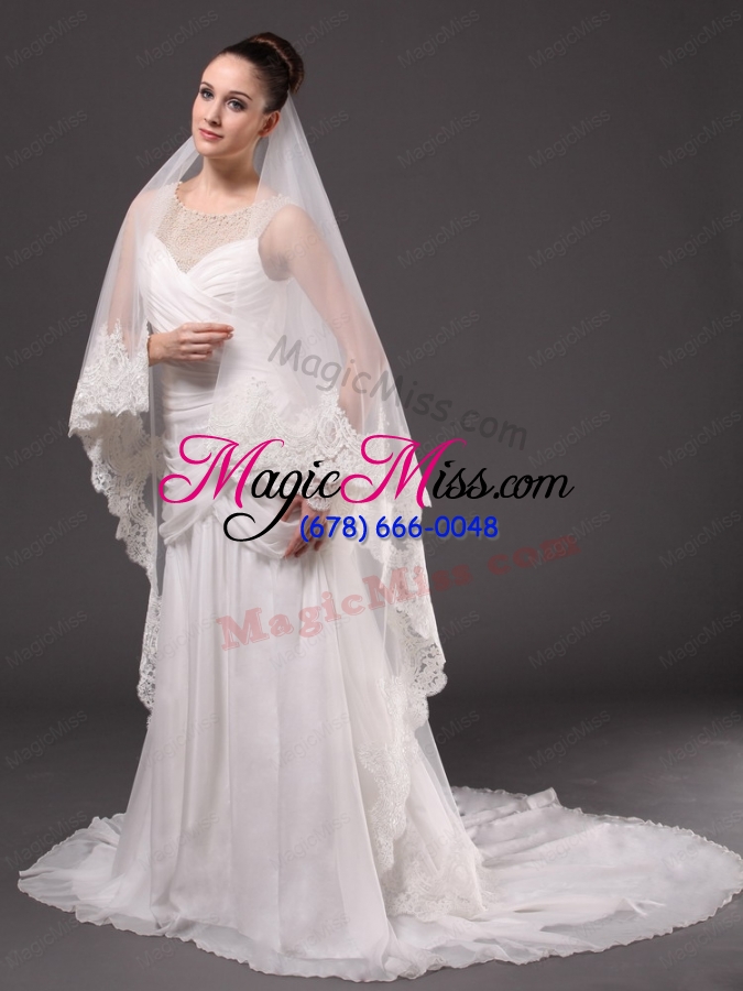 wholesale lace appliques one-tier cathedral tulle graceful wedding veil