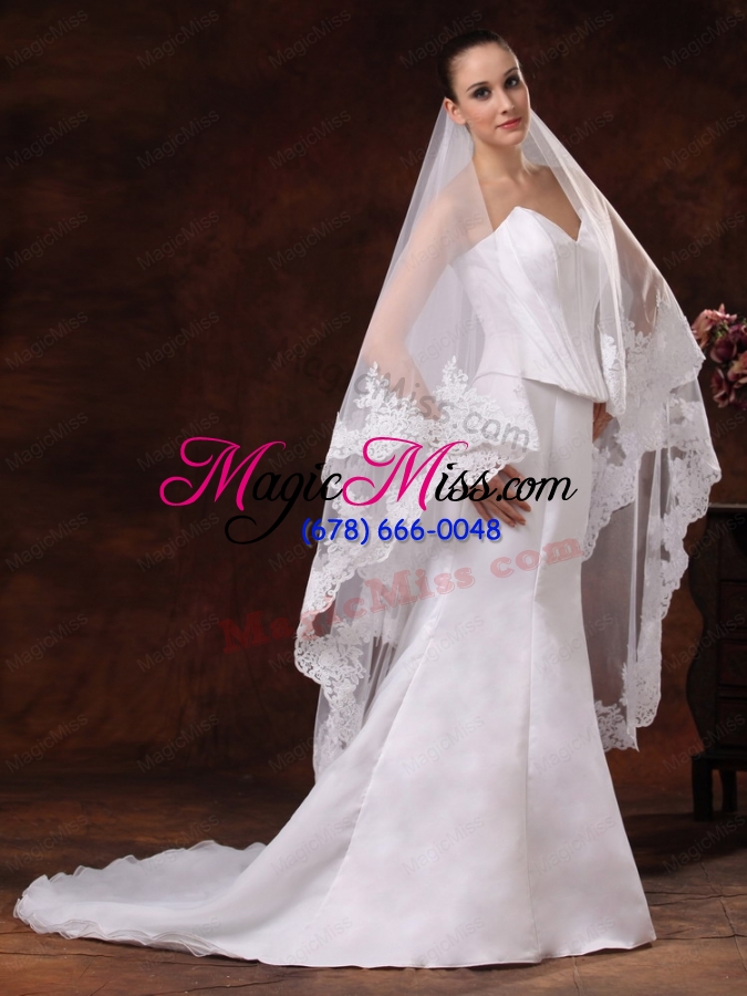 wholesale tulle with lace applique edge graceful wedding veil