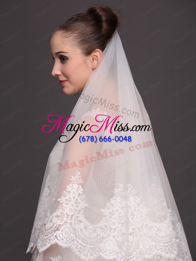 wholesale lace appliques one-tier cathedral tulle popular wedding veil