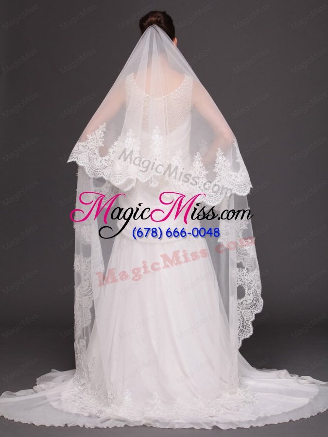 wholesale lace appliques one-tier cathedral tulle popular wedding veil