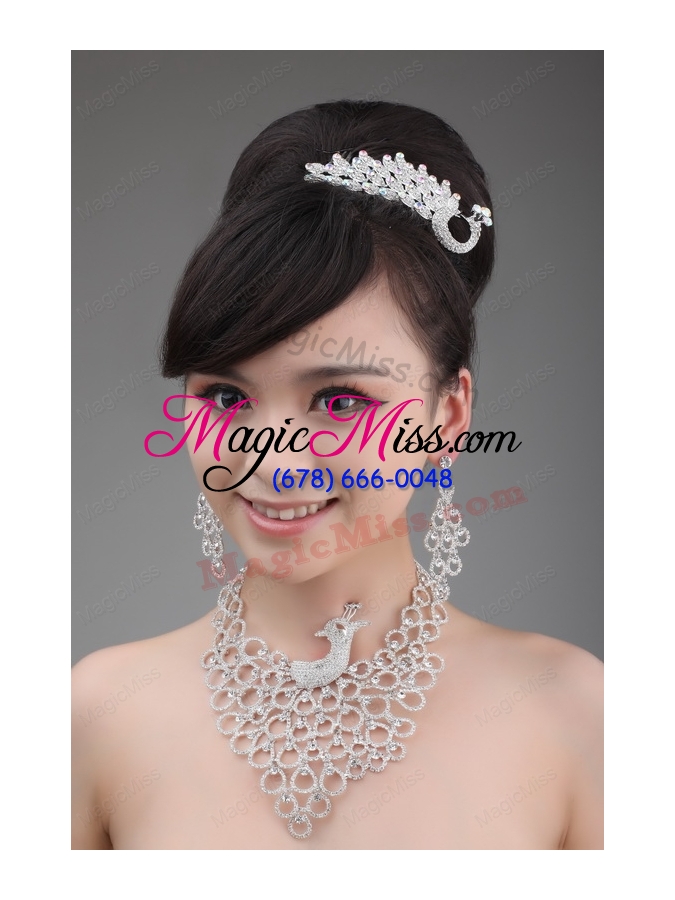 wholesale dignified jewelry set including necklace crown and earrings in phoenix shape
