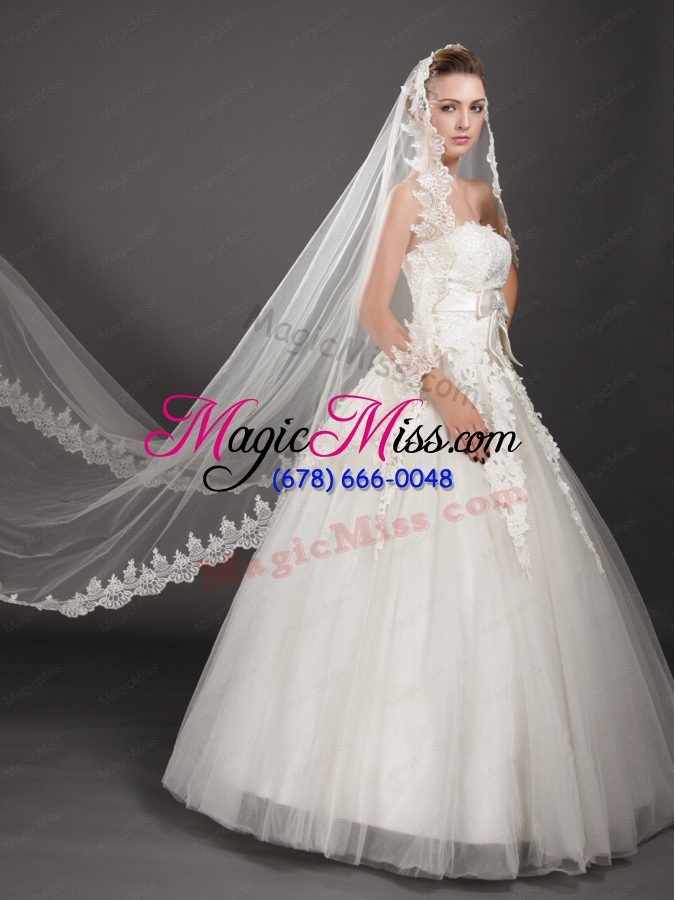 wholesale perfect lace appliques edge organza wedding veil