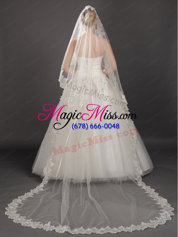 wholesale perfect lace appliques edge organza wedding veil