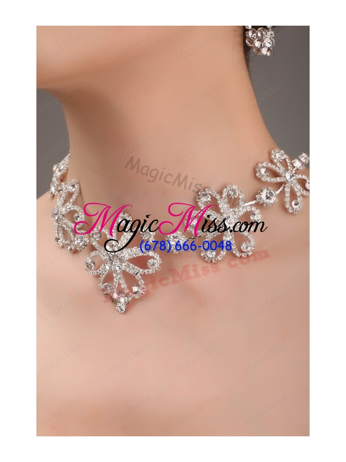 wholesale alloy with luxurious rhinestone jewelry set including crown necklace and earrings