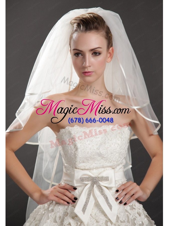 wholesale four-tier tulle ribbon edge wedding veil on sale