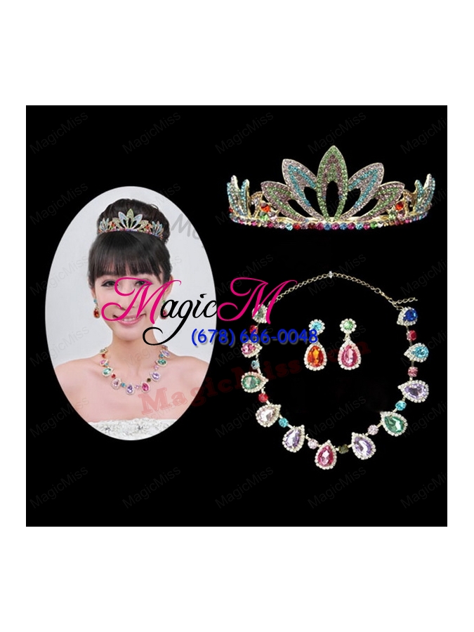 wholesale imitation pearl jewelry set including necklace and tiara