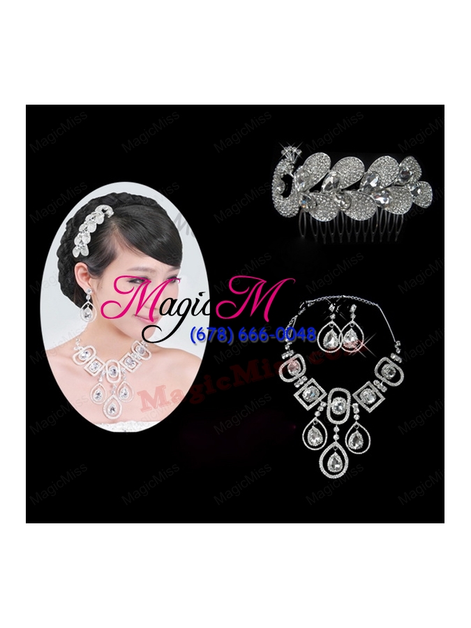 wholesale rhinestone dignified necklace and tiara