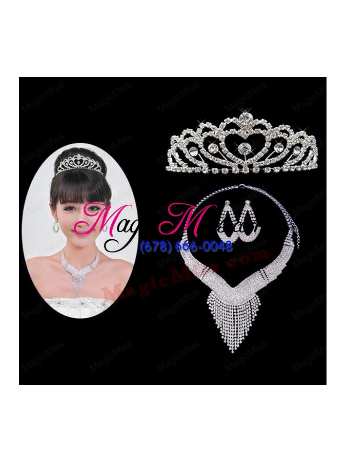 wholesale luxurious rhinestone ladies' jewelry set including  necklace and tiara