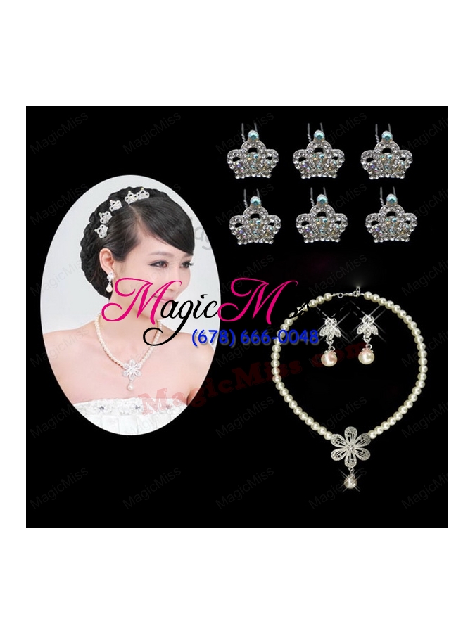 wholesale elegant alloy/rhinestones with imitation pearls women's jewelry