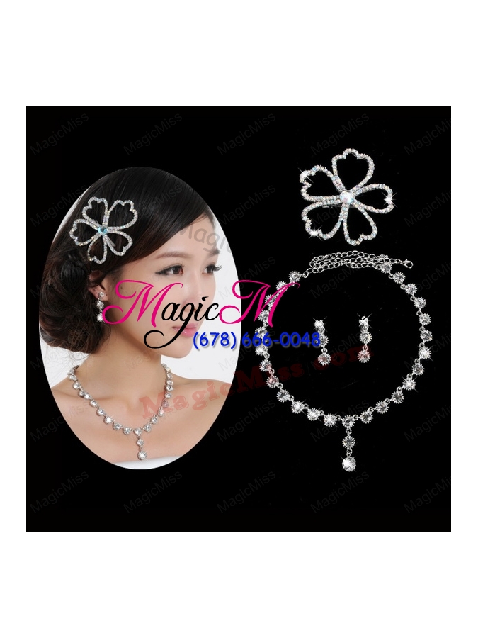 wholesale imitation pearl wedding jewelry sets in silver  on sale