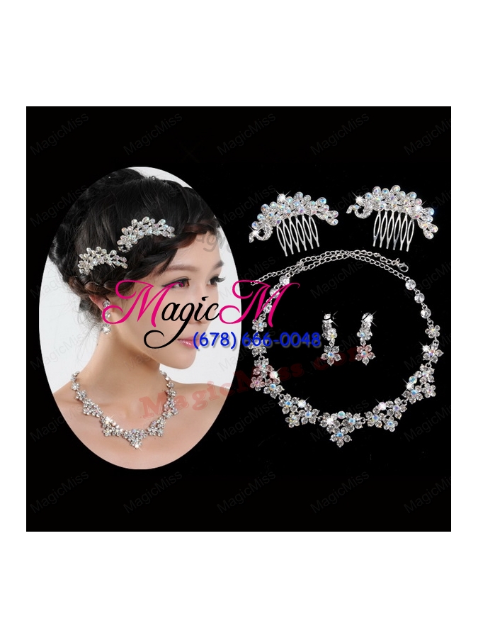 wholesale colorful wedding jewelry set including necklace and earrings