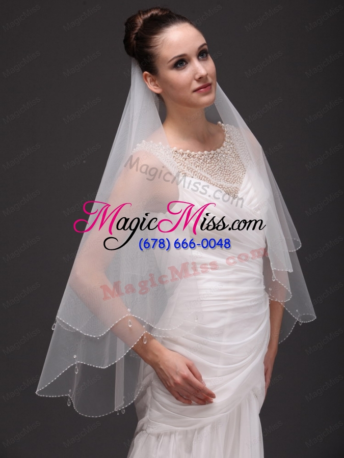 wholesale two-tier tulle drop veil for wedding