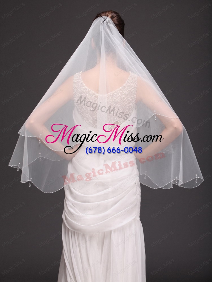 wholesale two-tier tulle drop veil for wedding