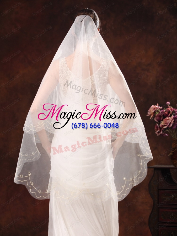 wholesale one-tier embroidery tulle graceful wedding veils