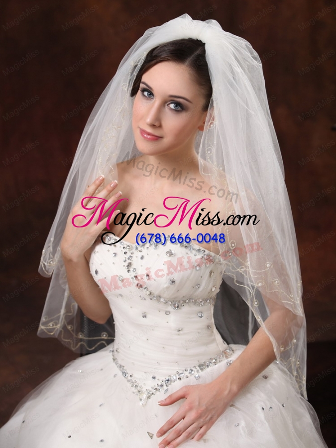 wholesale two-layers embroidery tulle stylish wedding veils