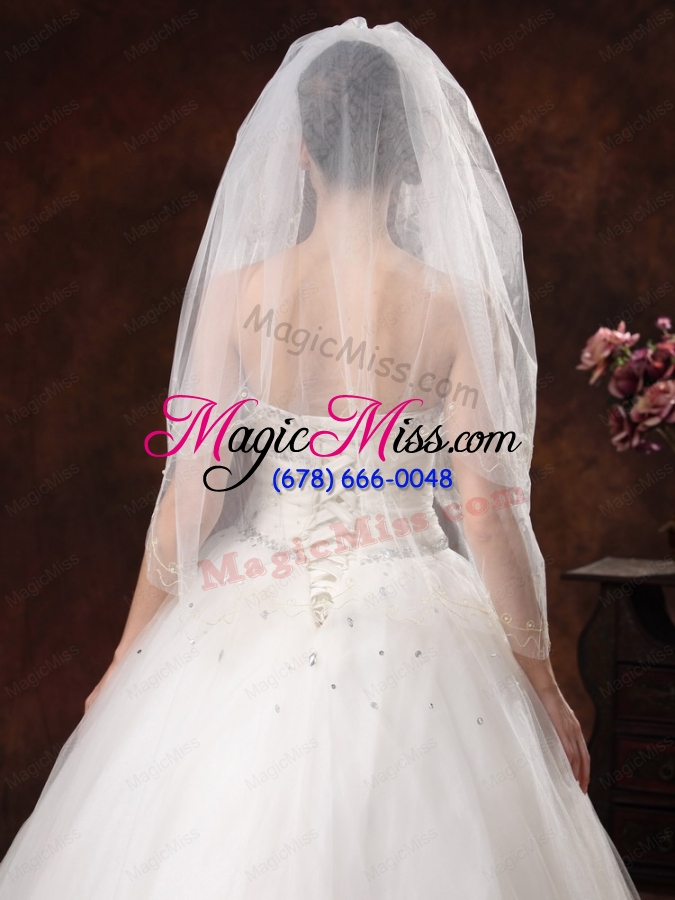 wholesale two-layers embroidery tulle stylish wedding veils