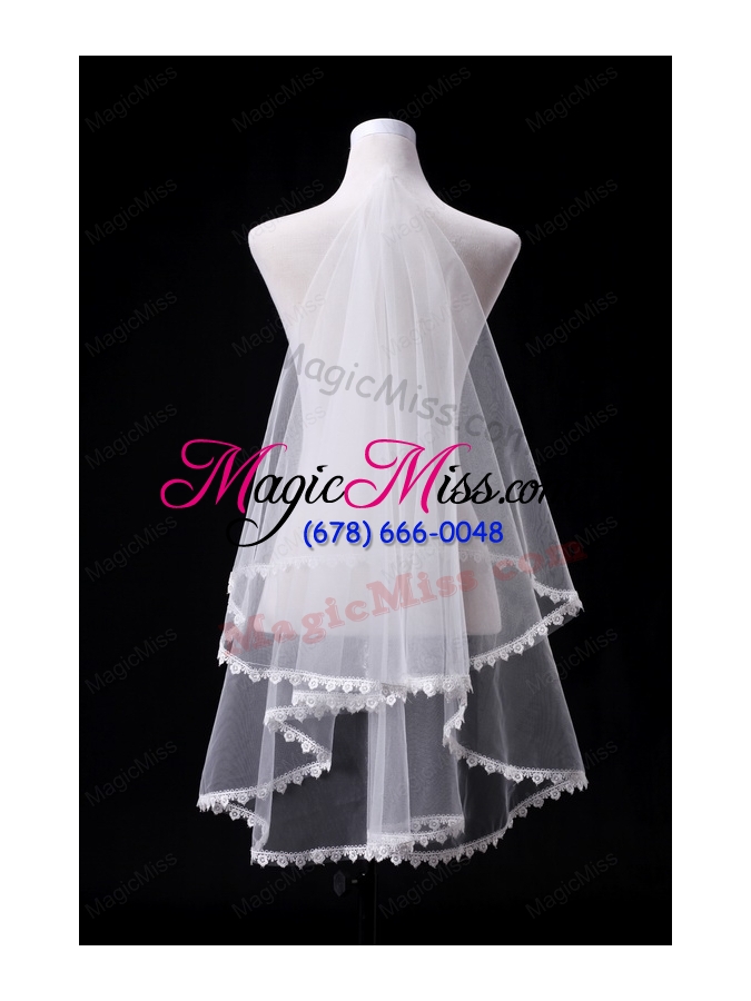 wholesale graceful one-tier lace edge elbow veils for wedding party