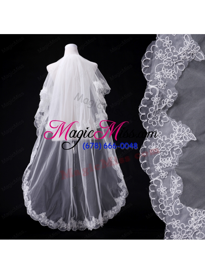 wholesale elegant one-tier lace edge elbow veils for wedding party