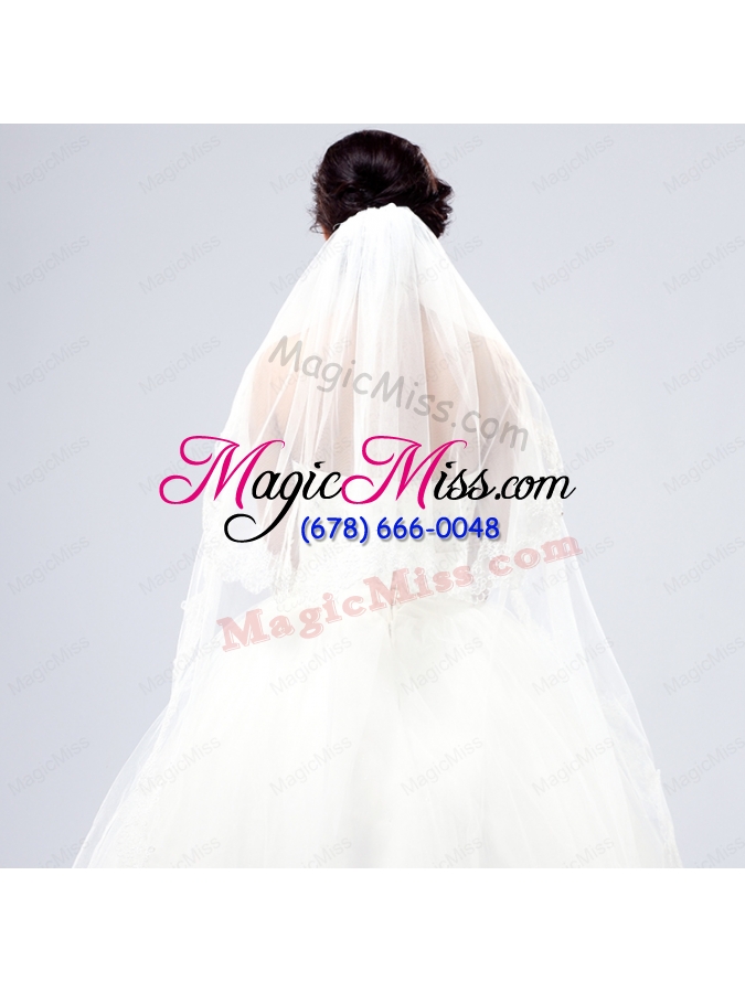 wholesale elegant one-tier lace edge elbow veils for wedding party