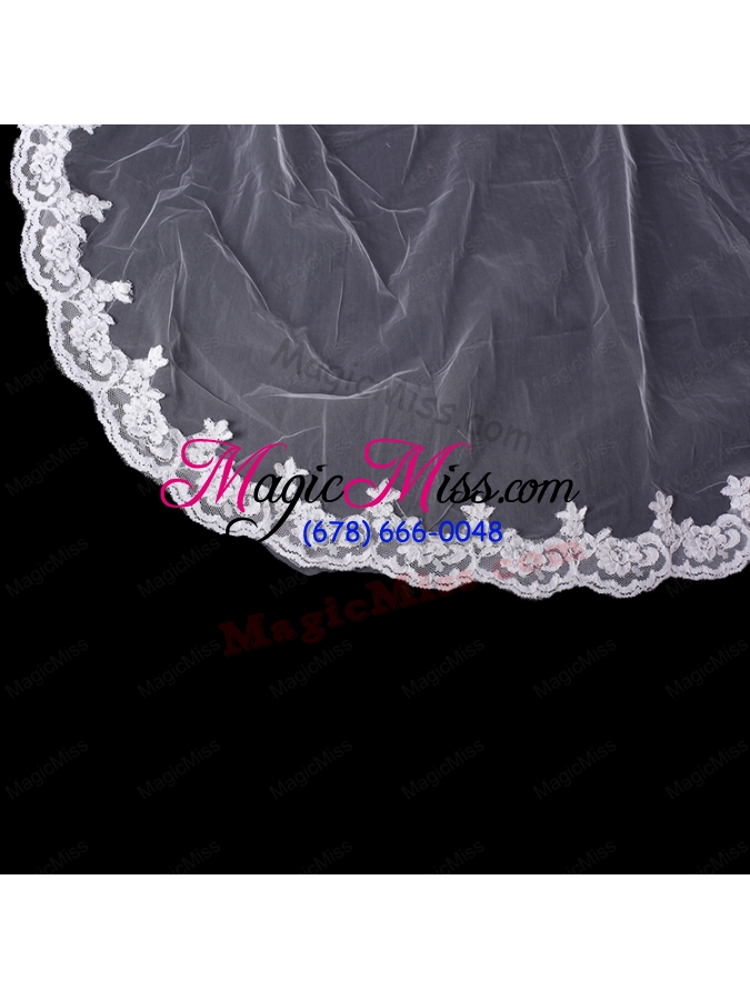 wholesale elegant one-tier oval elbow veils with lace edge