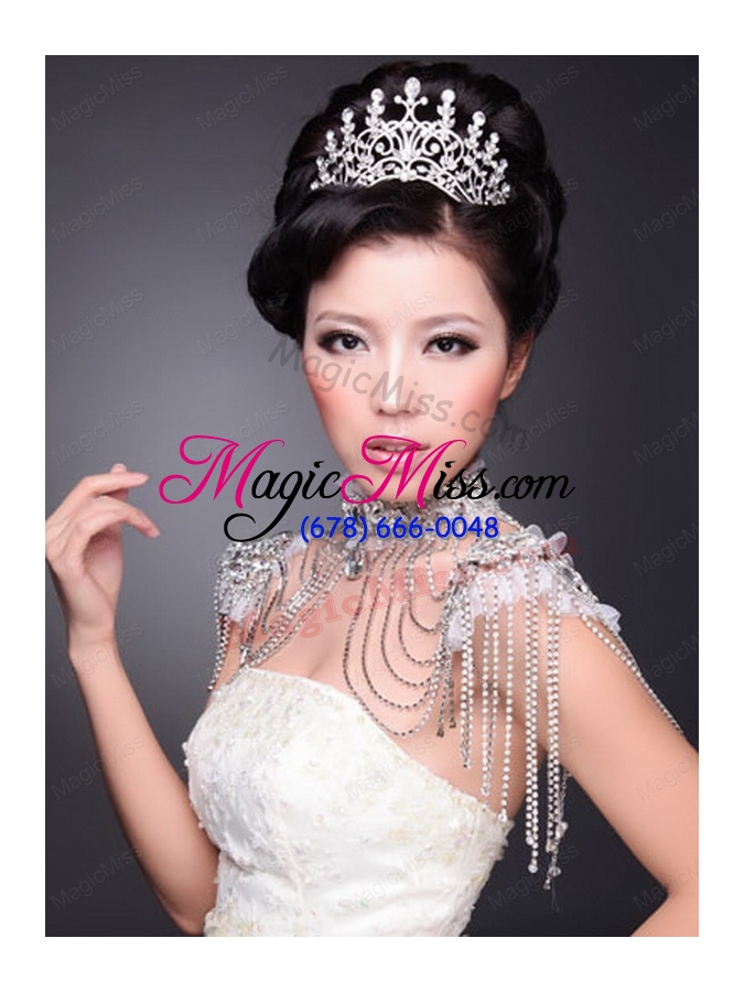 wholesale high quality alloy with crystal ladies' tiara and necklace