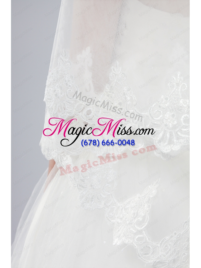 wholesale eelgant one-tier angle cut bridal veils with lace edge