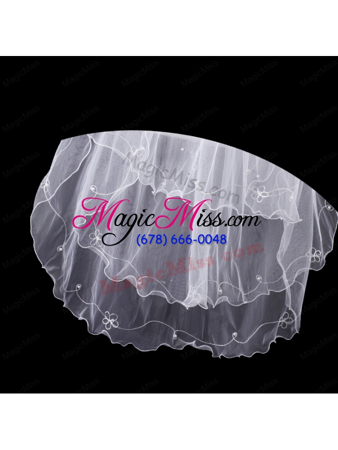 wholesale three-tier finished edge angle cut bridal veils
