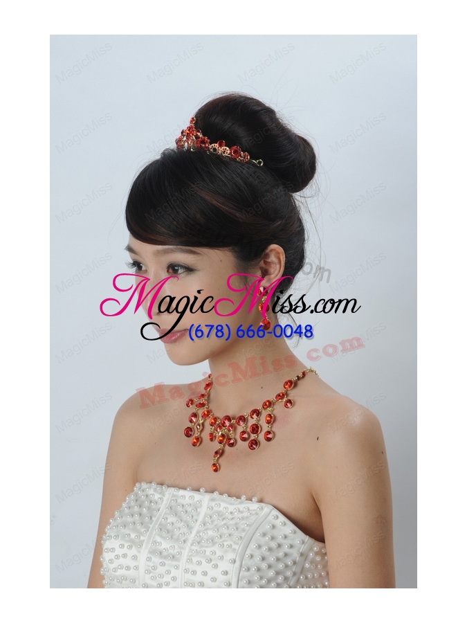 wholesale dazzling rhinestone ladies' crown and necklace
