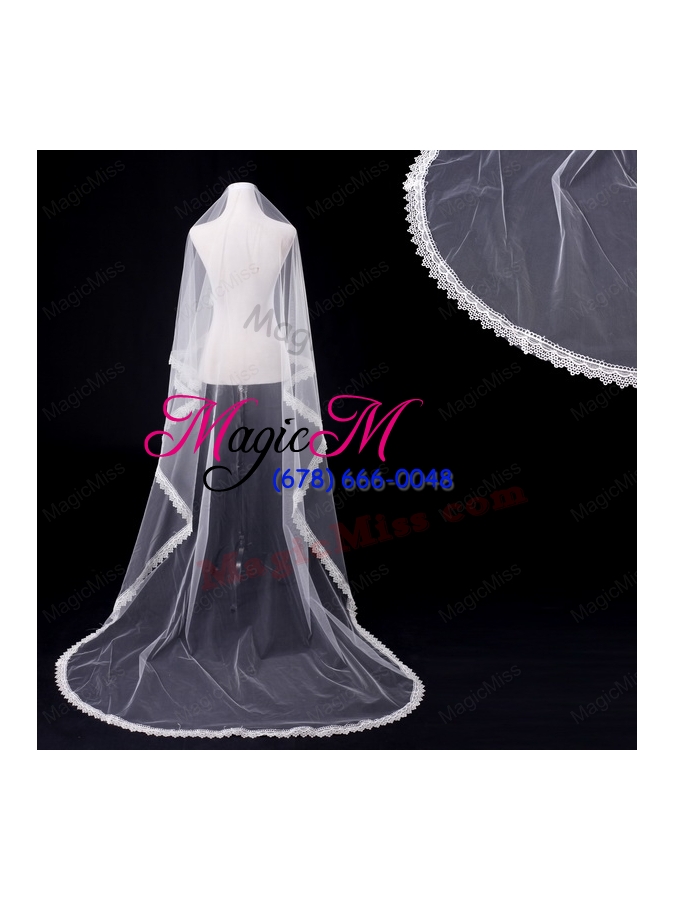 wholesale one-tier drop veil  scalloped edge angle cut wedding veils