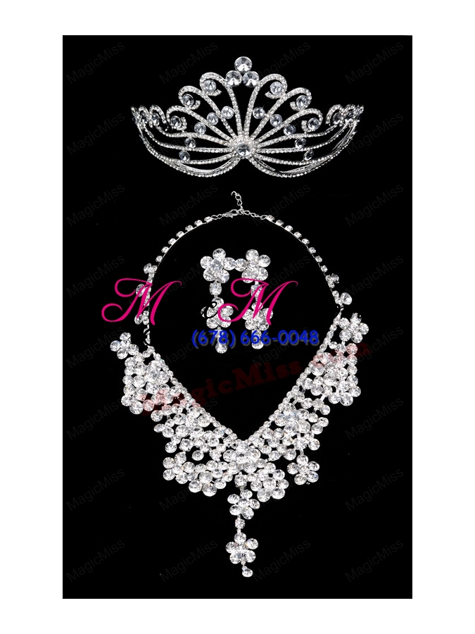 wholesale dignified rhinestone dreamlikejewelry set including necklace,tiara