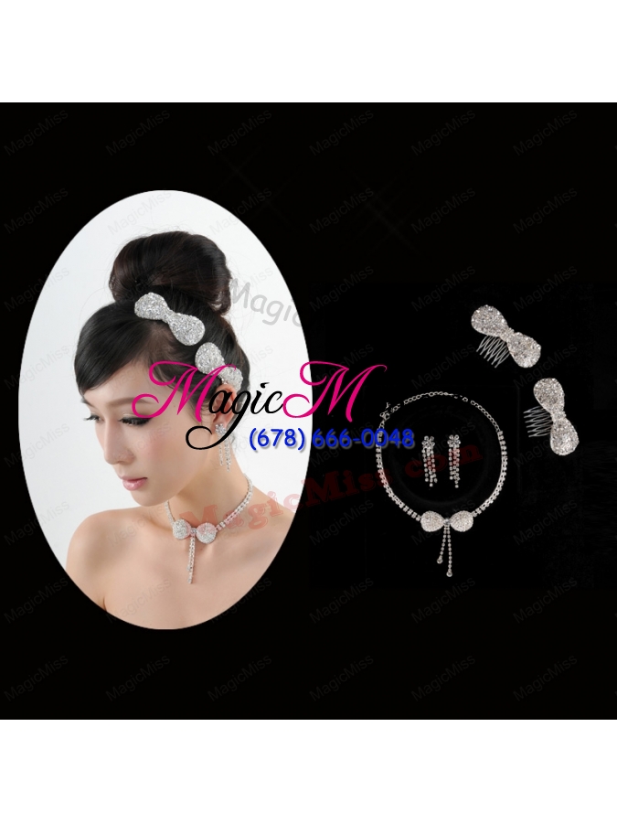 wholesale dreamlike artistic crystal necklace bracele and hair bowknot