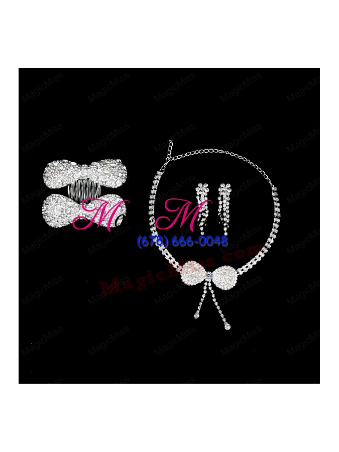wholesale dreamlike artistic crystal necklace bracele and hair bowknot