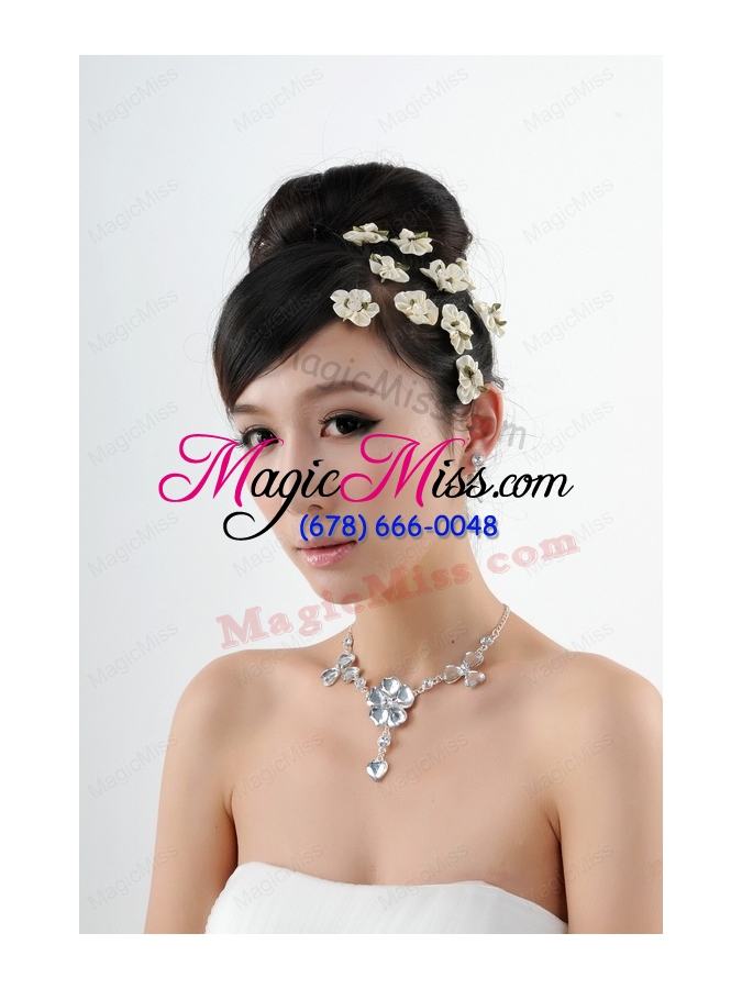 wholesale gorgeous dazzling rhinestone jewelry set necklace and headflower