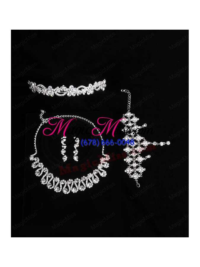 wholesale dreamlike rhinestones alloy necklace and earrings jewelry set