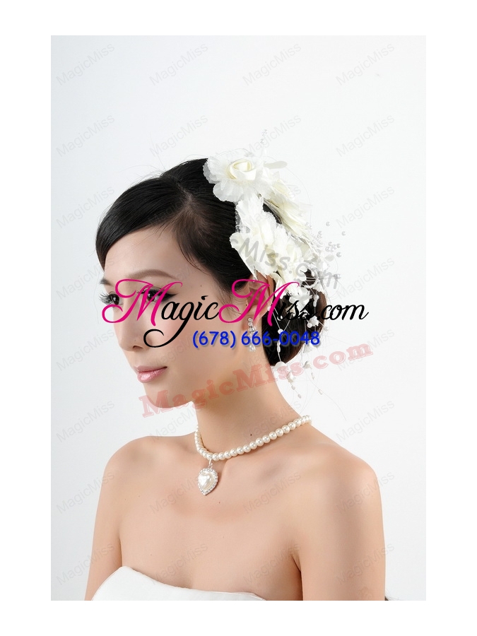 wholesale charming jewelry set with headpiece immitation pearl necklace and earrings
