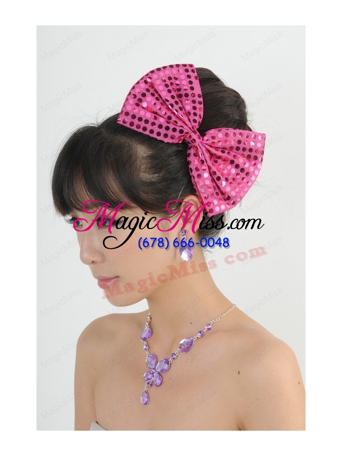 wholesale alloy with elegant rhinestone jewelry set including necklace and colorful bowknot