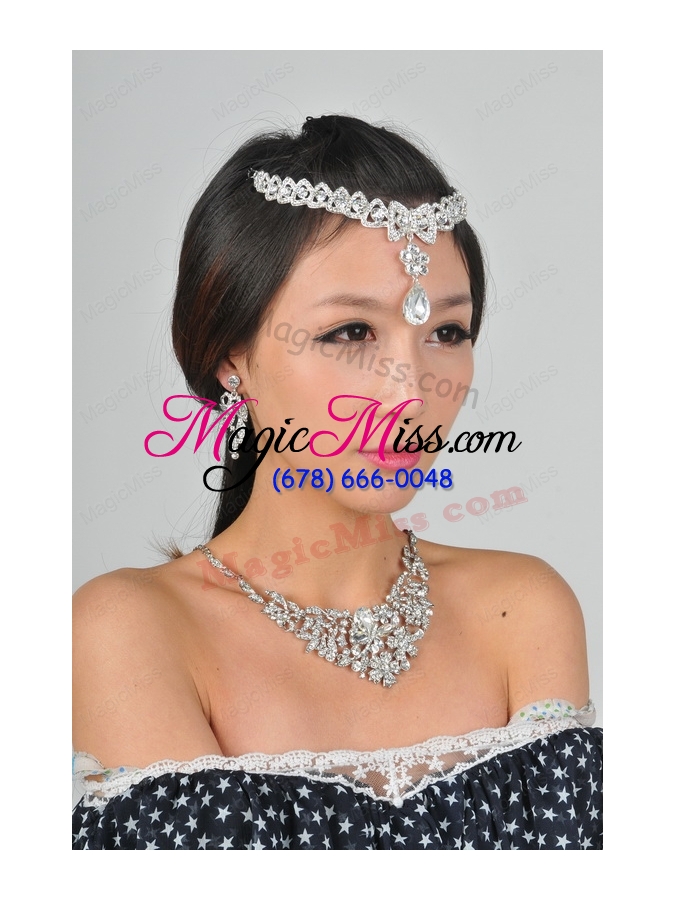 wholesale alloy wedding jewelry set including necklace and earrings in silver