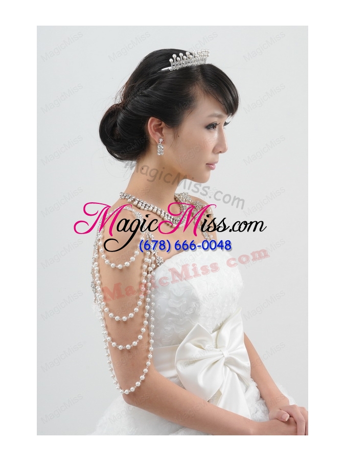 wholesale imitation pearl necklace earing and tiara jewelry sets