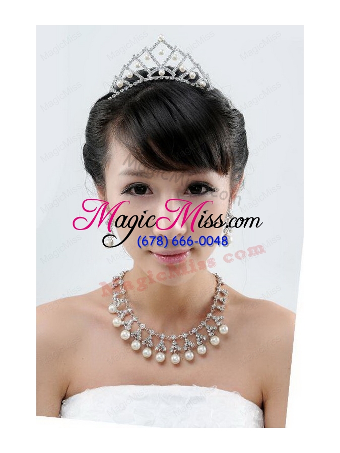 wholesale imitation pearl alloy jewelry sets including necklace and earings