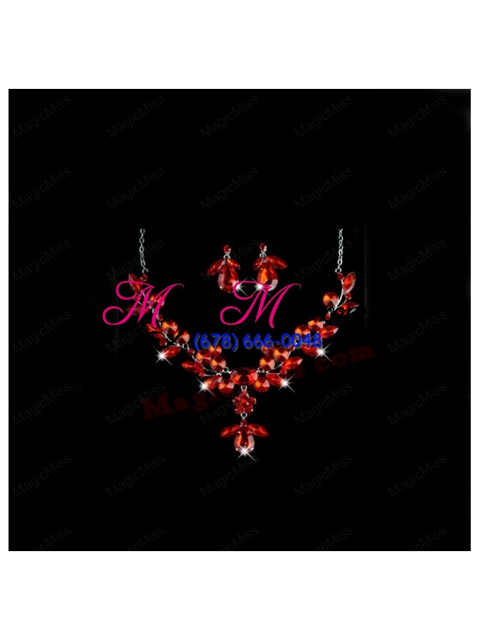 wholesale stunning crystals alloy plated wedding jewelry set including necklace and earrings